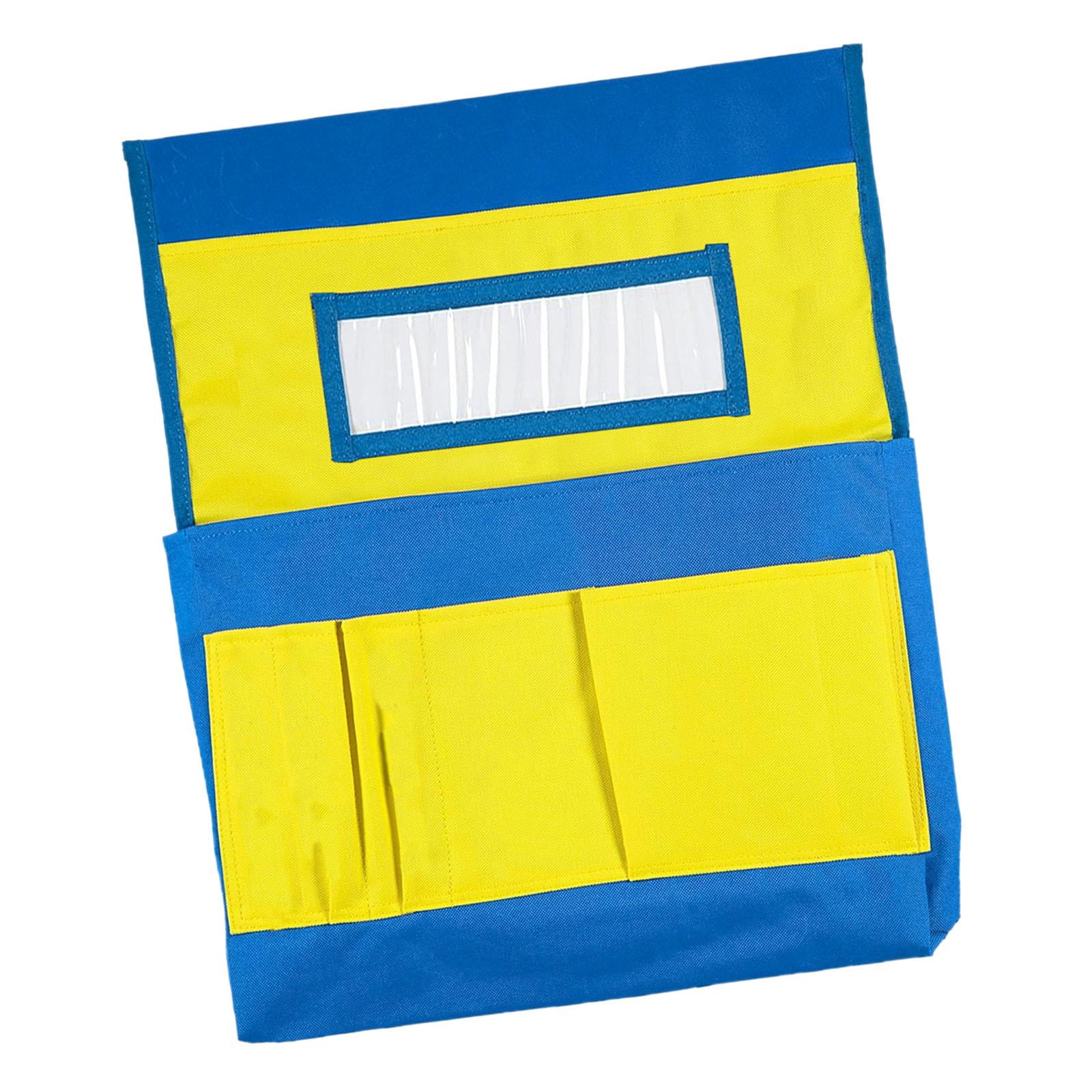 Bothyi - Bolsillo Trasero Para Silla Con Etiquetas De Nombre, Bolsa De Bolsillo Para Guardería En Casa Preescolar, Color Amarillo Y Azul