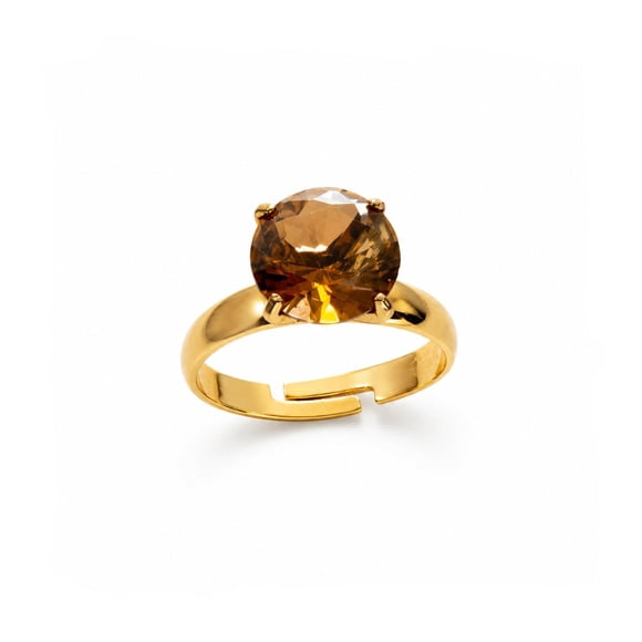 Anillo Ajustable Solitario Precious Gem con Baño de Oro 18K.