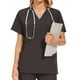 thumbnail image 5 of Uniforme de trabajo de enfermería con cuello en V y bolsillo de color sólido europeo y americano para mujer, 5 of 5