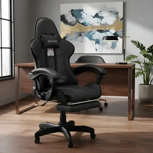 Silla Gamer Hell Castle Reclinable Con Cojin Lumbar Color Negro