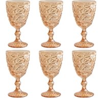 Mc Group - Juego De 6 Copas De Vino De Cristal Dorado Con Relieve (300 Ml)