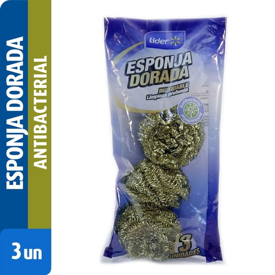 Esponja Dorada Antibacterial Bolsa 3 Un Lider