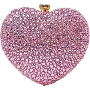 Veat00L - Lindo Bolso De Mano Con Forma De Corazón, Mini Corazón Con Diamantes De Imitación, Bolso De Mano De Imitación De Boda
