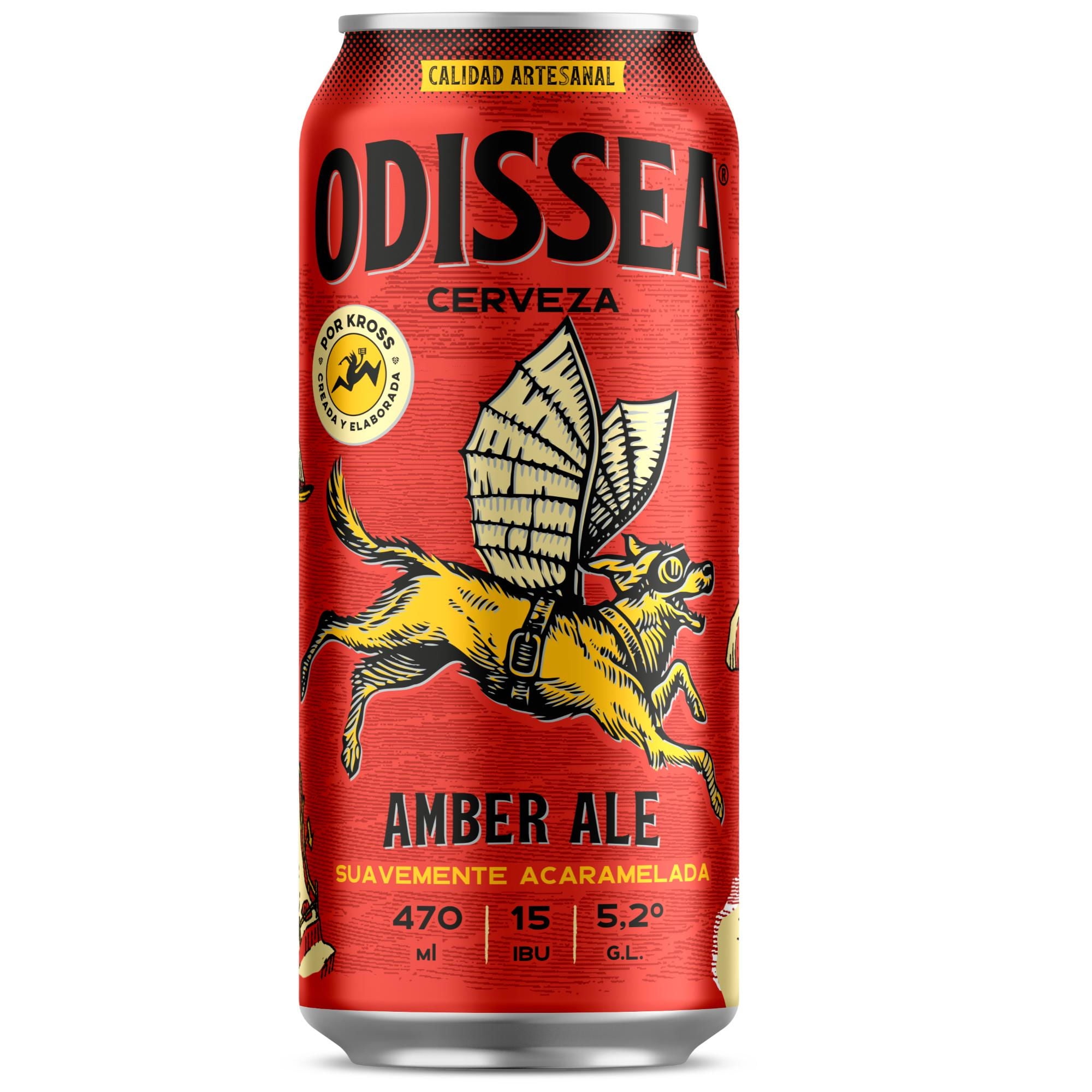 Cerveza Amber Ale Artesanal 5.2° Lata 470 ml Odissea