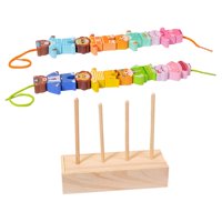 Magideal - Juguete De Cuentas De Madera Para Enhebrar Animales, Juguetes Sensoriales, Lindo Rompecabezas A Juego, Juguetes Montessori Para Niños Pequeños, Niñas