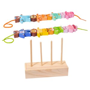 Magideal - Juguete De Cuentas De Madera Para Enhebrar Animales, Juguetes Sensoriales, Lindo Rompecabezas A Juego, Juguetes Montessori Para Niños Pequeños, Niñas