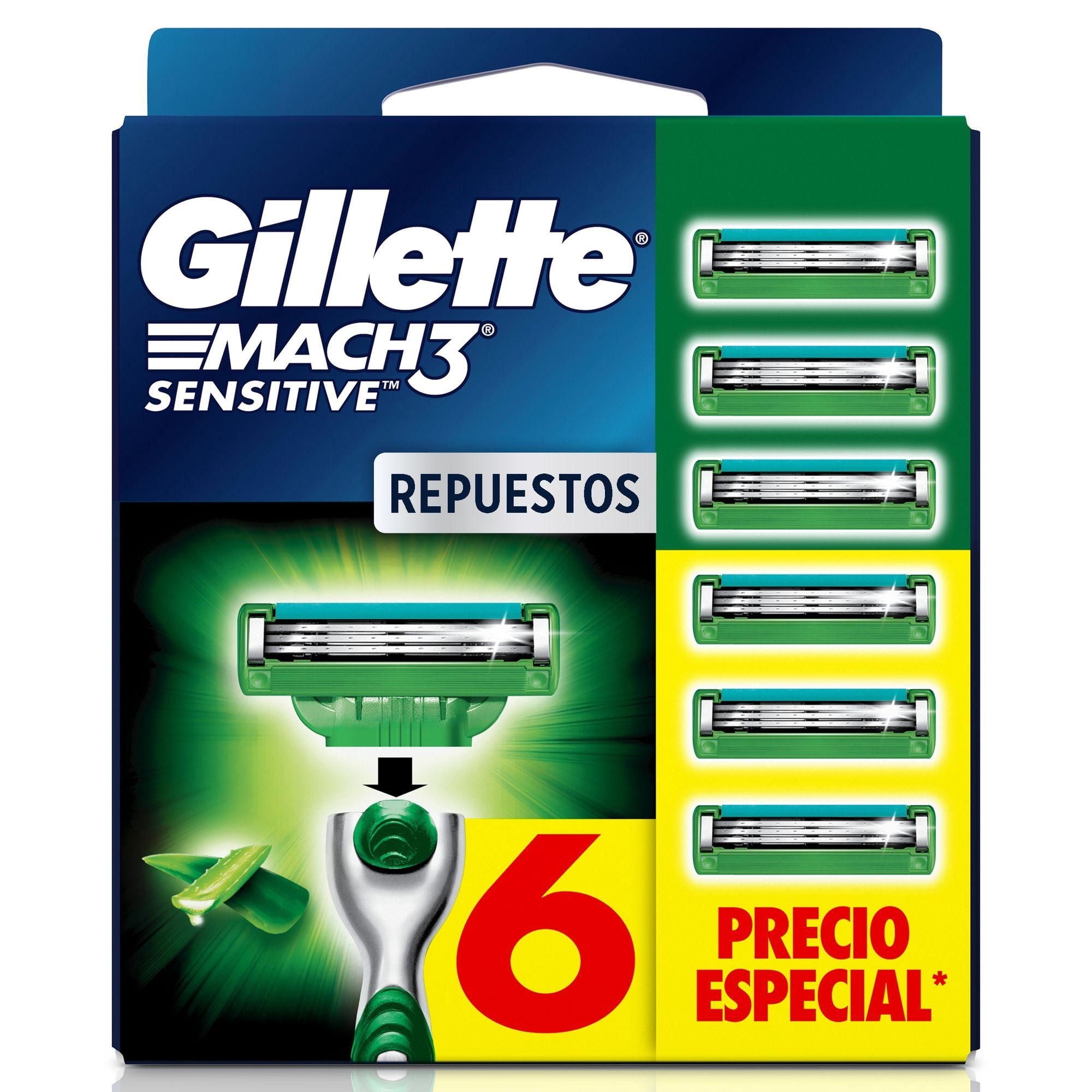 Repuesto Para Maquina De Afeitar Gillette Mach3 Piel Sensible, 6 Un