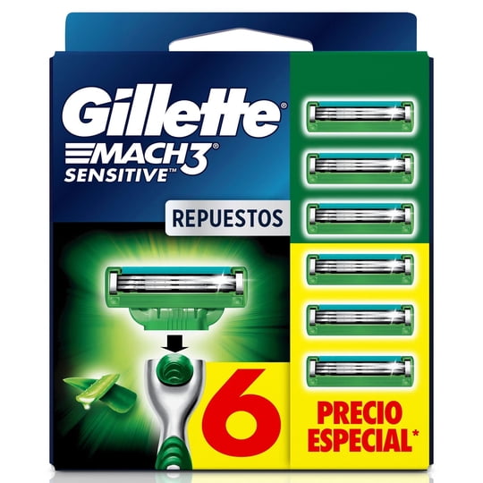 Repuesto Para Máquina De Afeitar Gillette Mach3 Piel Sensible
