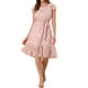 thumbnail image 2 of INSPIRE CHIC Vestido Midi Floral para Mujer Cuello Cuadrado Mangas Cortas con Volantes Dobladillo con Volantes Vestido de Invitada de Boda de Verano Rosa Blanco S, 2 of 5