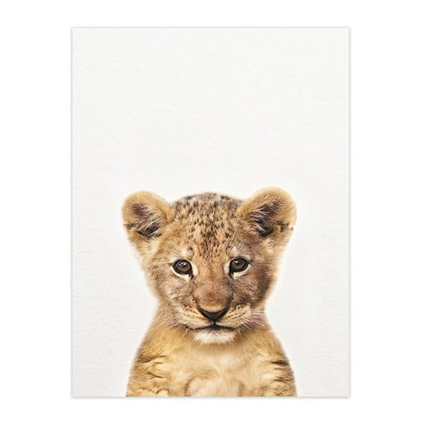 Póster con impresión artística de león, cebra, elefante, jirafa, animales bebés, cuadro de animales de safari, pintura en lienzo, decoración de pared para habitación infantil.