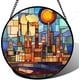 thumbnail image 1 of Colgante ventana vitral gran hamburguesa carne 20cm mono atrapasol puerta jardín cocina exquisito decoración Navidad regalo, 1 of 7