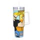 thumbnail image 2 of Johnny Bravo Vaso aislado de acero inoxidable con asa, diseño temático, regalo para familia, amigos y fans; incluye pajita y encaja en el portavasos estándar, 40 oz, 2 of 6