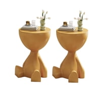 Todo Para El Hogar - El Guardián Sentado Mesa De Arrimo Escultural Blanco Naranja