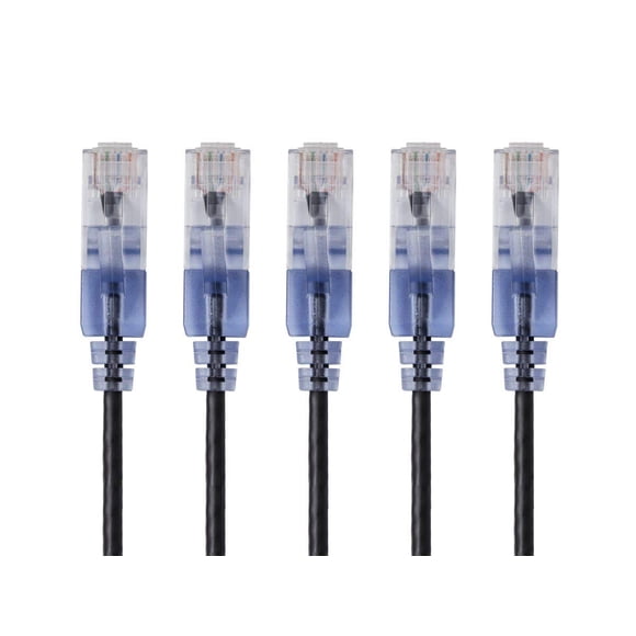 Cable De Coión Ethernet Cat6a 10g Utp De 7 Pies Paquete De 5 Negro