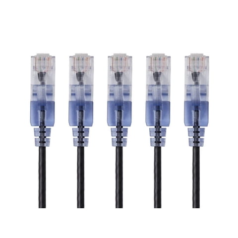 Cable De Conexión Ethernet Monoprice Cat6A 10G Utp De 7 Pies, Paquete De 5, Negro