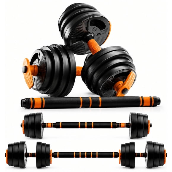Set 30 Kg Mancuernas Y Barra Newgen Premium naranja