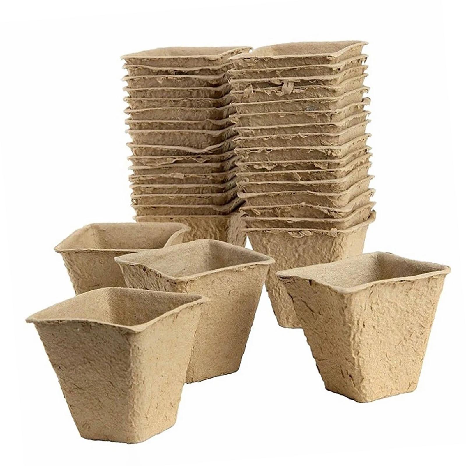 Ioensy - 100 Uds Macetas De Vivero Cuadradas/Redondas Para Plantas De Casa Jardín Trabajadores Cuadrados