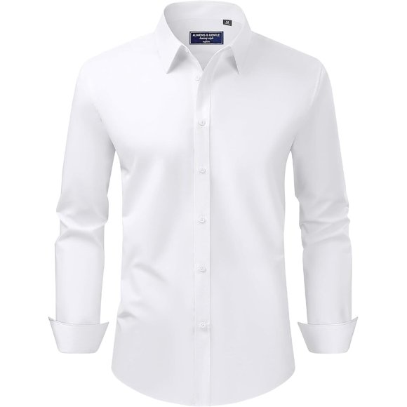 Alimens Gentle Camisa de Vestir para Hombre, Corte Regular Elástico y Resistente a Manchas, Talla M