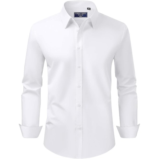 Alimens Gentle camisa de vestir para hombre, corte regular elástico y resistente a las manchas, talla XL