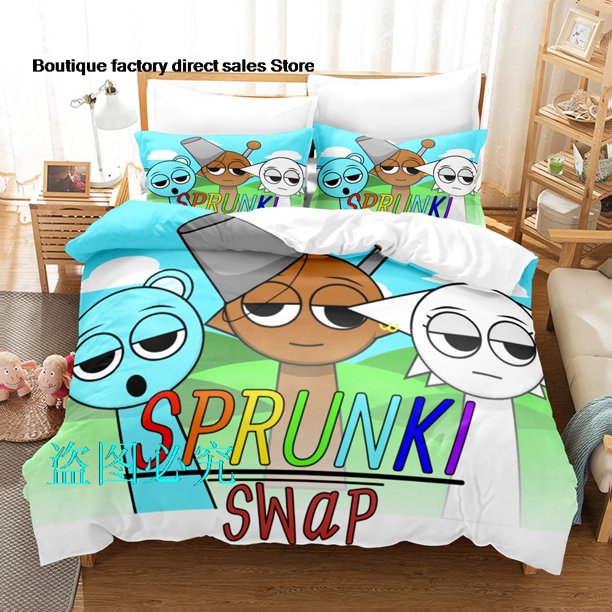Sprunki Bedding Set Single Twin Full Queen King Size Bed Set Adult Kid Bedroom Duvetcover Sets Sprunki parure de lit Bed Bed Sheets
