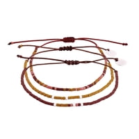 Zazü - Pack Pulseras Mostaza, Café Y Terracota Con Mostacillas De Plata Multicolor Talla Única