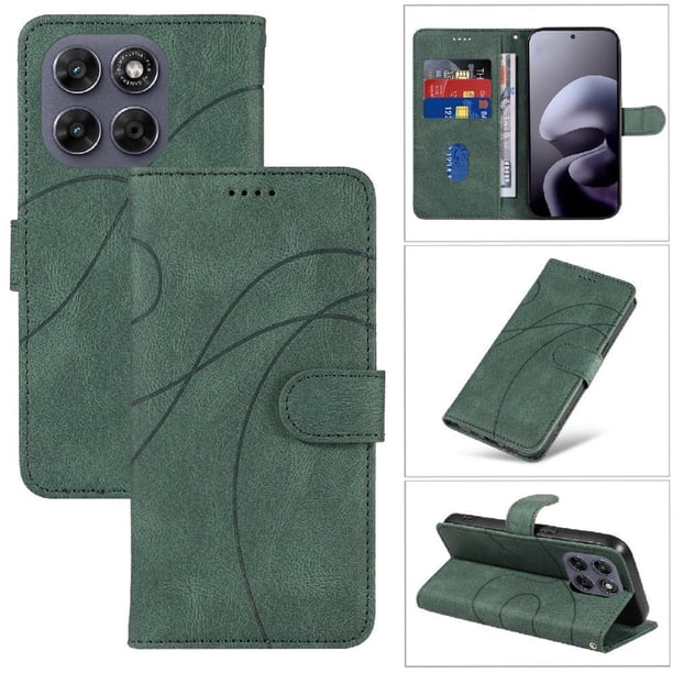 Funda tipo cartera con tapa para Motorola MOTO G77 5G con tarjetero, soporte y cubierta magnética Verde