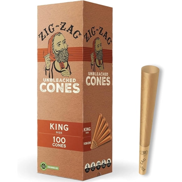 Conos Pre Armados ZigZag King Size Sin Blanquear 100 Unid