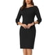 thumbnail image 1 of INSPIRE CHIC Vestido de Trabajo de Mujer con Mangas 3/4 Cuello Barco Elegante Vestidos de Tubo Lápiz M Negro, 1 of 6