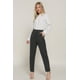 thumbnail image 4 of Saronite Pantalones Largos Elásticos Premium de Cintura Alta con Detalle de Pinzas, Color Carbón Jaspeado (para Mujer), 4 of 4