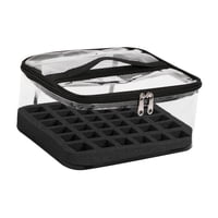 Magideal - Estuche Organizador De Esmaltes De Uñas Con Capacidad Para 30 Botellas, Con Inserto De Esponja Extraíble Y Material De Pvc Para Guardar Fácilmente Las Negro
