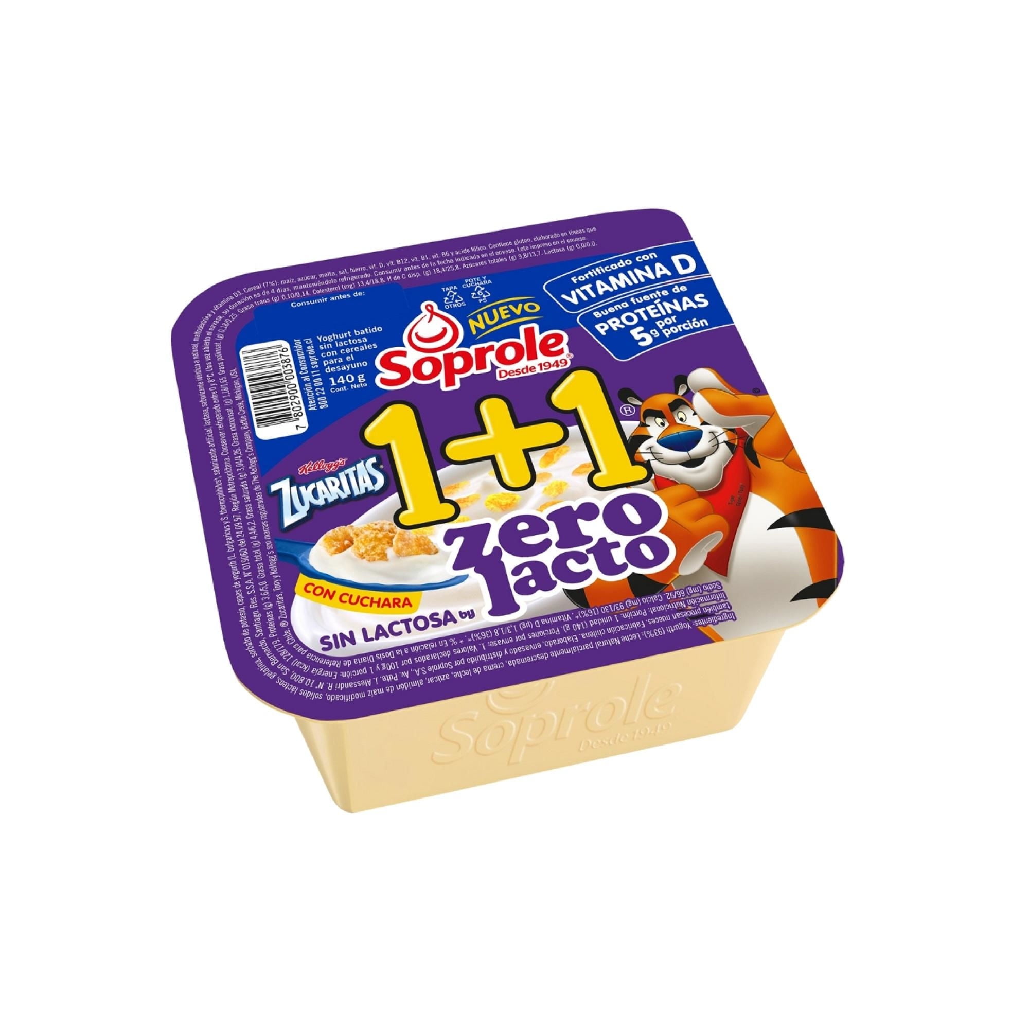 Yoghurt 1+1 Con Cereal Sin Lactosa Zucaritas 140 g Soprole