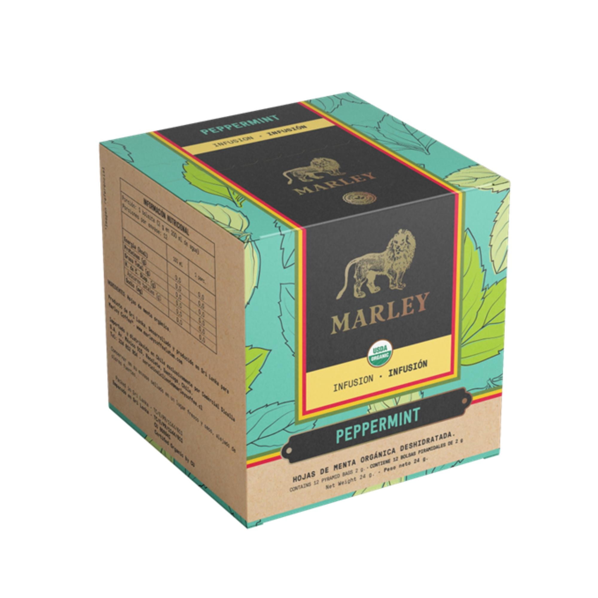 Té Menta Infusión Hojas Organica Caja 12 Un Marley Coffee