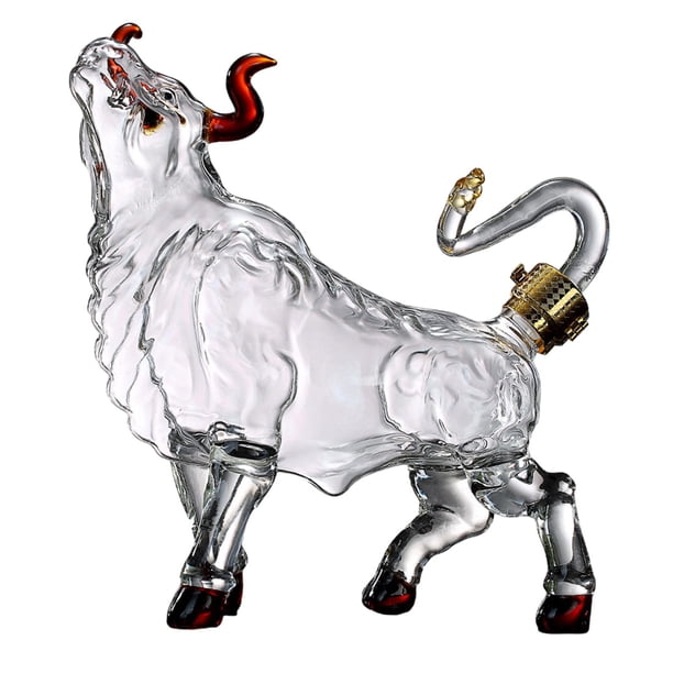 Decantador De Líquido De Vidrio, Dispensador De Bebidas, Bebida, Decantador De Vino De Toro Animal