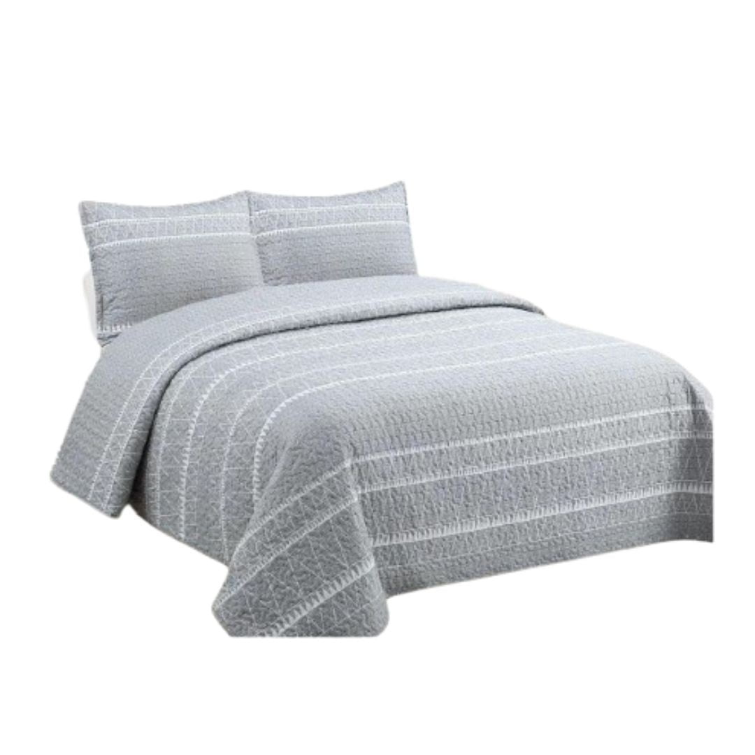 Genérico - Cubrecama Quilt Verano 1.5 Plazas - Gris Triángulo Xf81