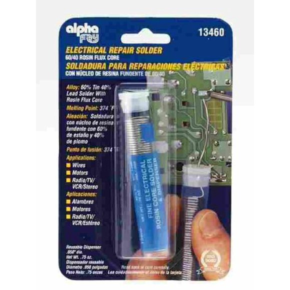 Soldadura Alpha Fry AM13460 con núcleo de colofonia 60 % estaño/40 % plomo 22 mL