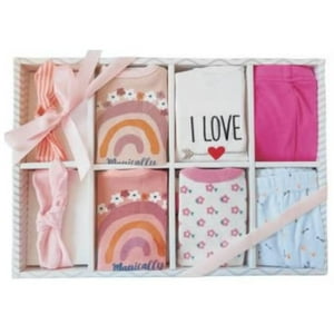 Kivara - Set Bebe Ajuar Recien Nacido En Caja Regalo 8 Piezas Niña Multicolor 0-3 Meses