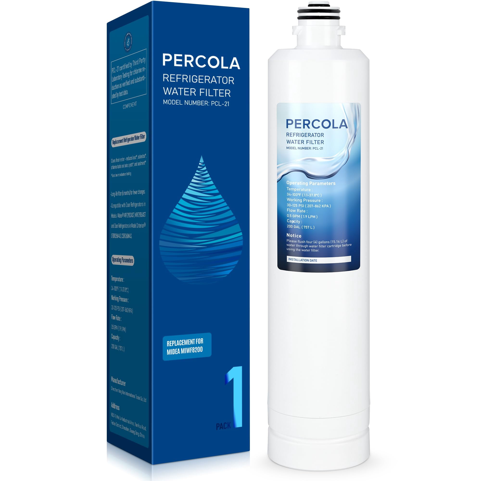 Filtro De Agua Percola Miwf8200 Compatible Con El Refrigerador Midea