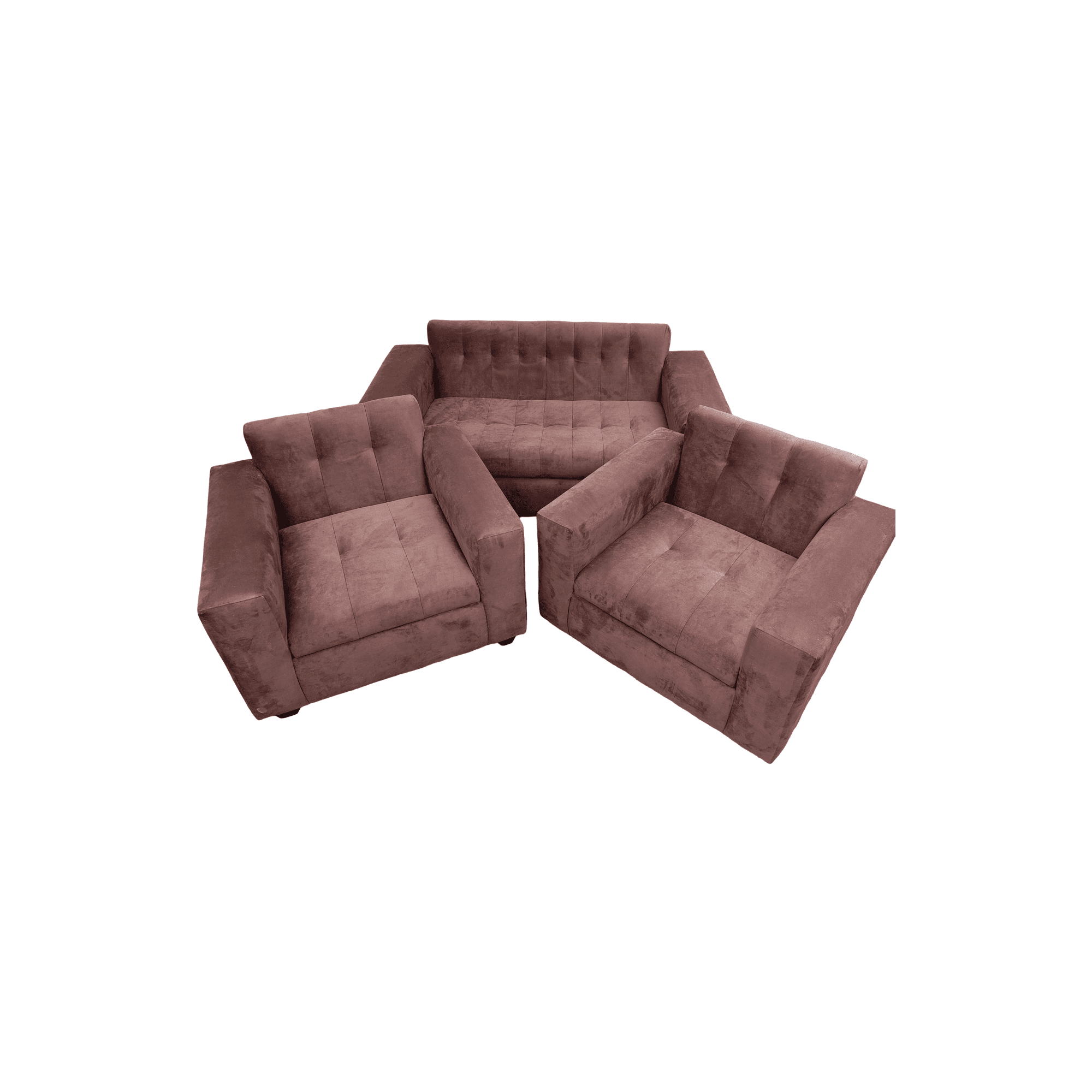 Muebles New - Juego De Living Marron Felpa