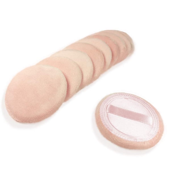 Paquete De 10 Borlas De Algodón Para Polvos Cosméticos, Almohadillas De Maquillaje Con Cinta, Borlas Para Polvos Faciales Sueltos Y Base