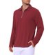 thumbnail image 4 of INSPIRE CHIC Camisas Polo Texturizadas para Hombre de Manga Larga con Cremallera Cuarto para Golf Talla L Burdeos, 4 of 6