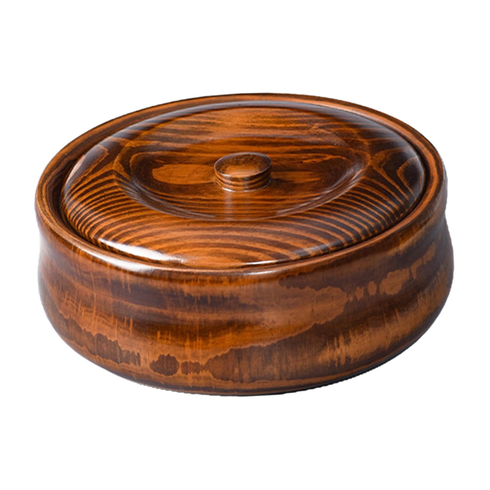 Bothyi - Tazón De Madera Tazón Redondo Multiusos Recipiente Reutilizable Hecho A Mano Tazón Para Servir 23cmx7.5cm