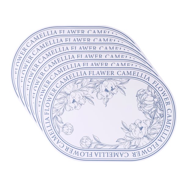 Juego de 6 manteles individuales de cuero para decoración de mesa de comedor de cocina, mantel floral lavable beige 16.9*11.8 pulgadas