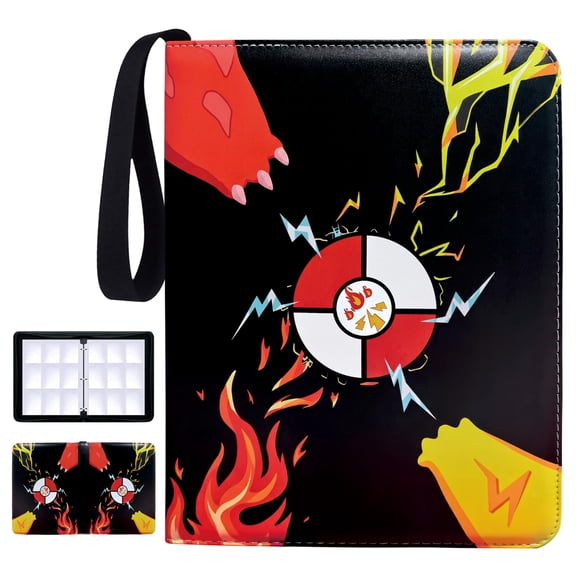 Carpeta para cartas de 9 bolsillos, 900 compartimentos, álbum de colección, 50 fundas extraíbles, bolsillo de doble cara, con cremallera y correa portátil, para juegos de cartas coleccionables