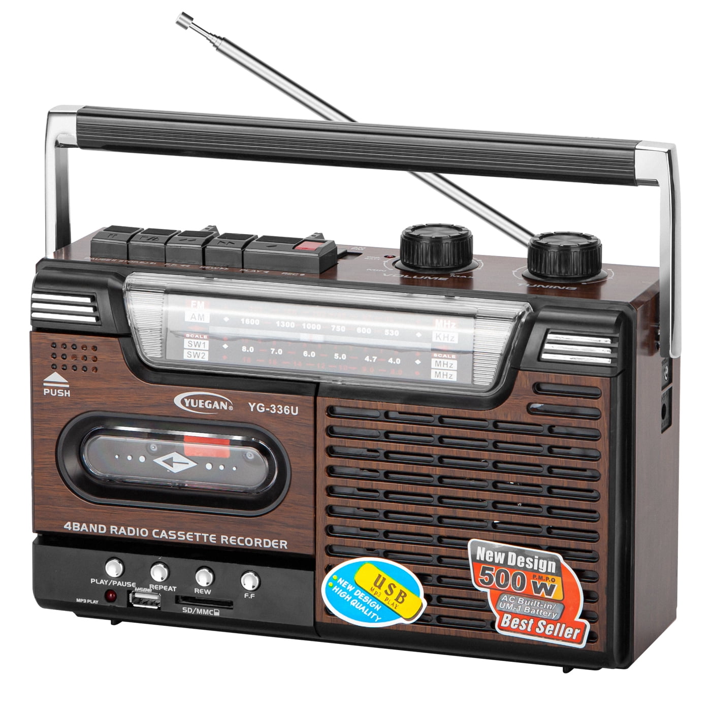 Protecvision - Radio Cassette Vintage Antigua Am/fm Mp3 Sd Usb 220v A Pilas