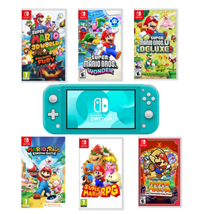 Nintendo Switch Lite Game Console With One Mario Game - Turquoise (Refurbished)
