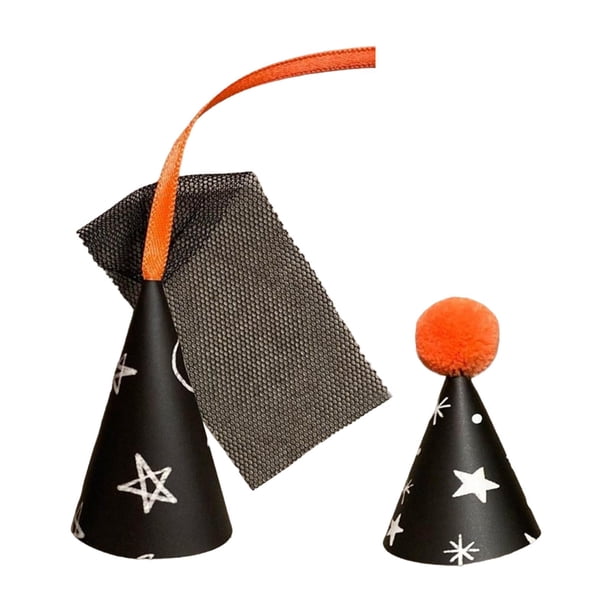 2 Piezas De Sombrero De Bruja De Halloween, Adorno Para Tarta, Queso, Decoración Para Fiestas En El Desierto, Sombrero Con Pompón De Malla