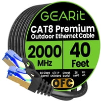 Cable Ethernet Gearit Cat8 Para Exteriores, 40 Pies, Resistente Al Agua, 40 Gbps