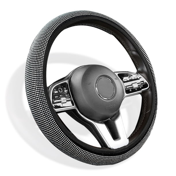 Funda de volante elástica con diamantes de imitación brillantes, funda protectora universal para volante de 15 pulgadas para niñas.