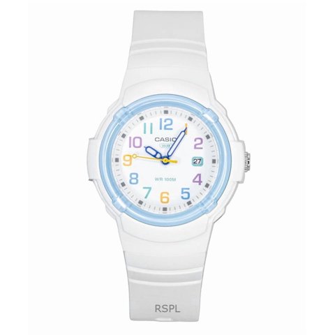 Reloj Analógico Casio Correa De Resina Bio-Based Esfera Blanca Cuarzo Lx-800H-7A2V Mujer