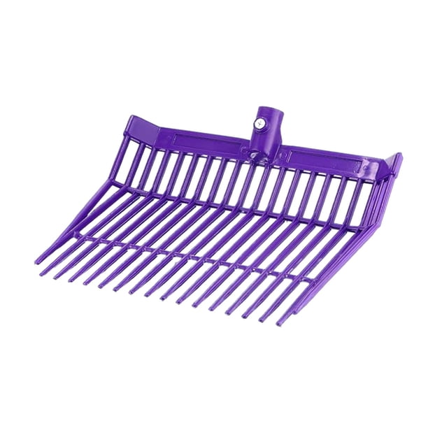 Cabezal de horquilla para estiércol con púas en ángulo, piezas multiusos, rastrillo para estiércol de caballo, cabezal de horquilla para recoger estié Púrpura